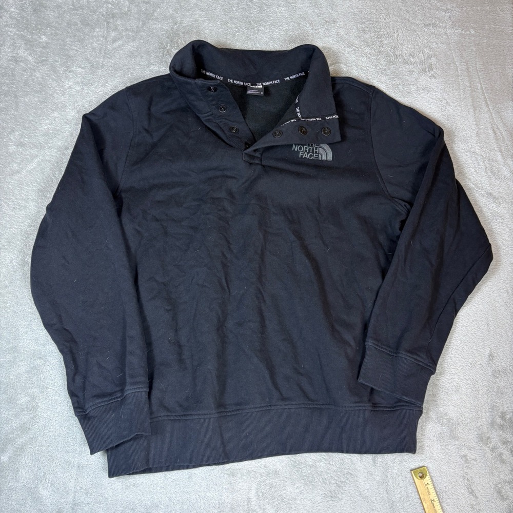 The North Face Sweatshirt Mens XL Snapโ Neck Pullover Fleece Logo Black